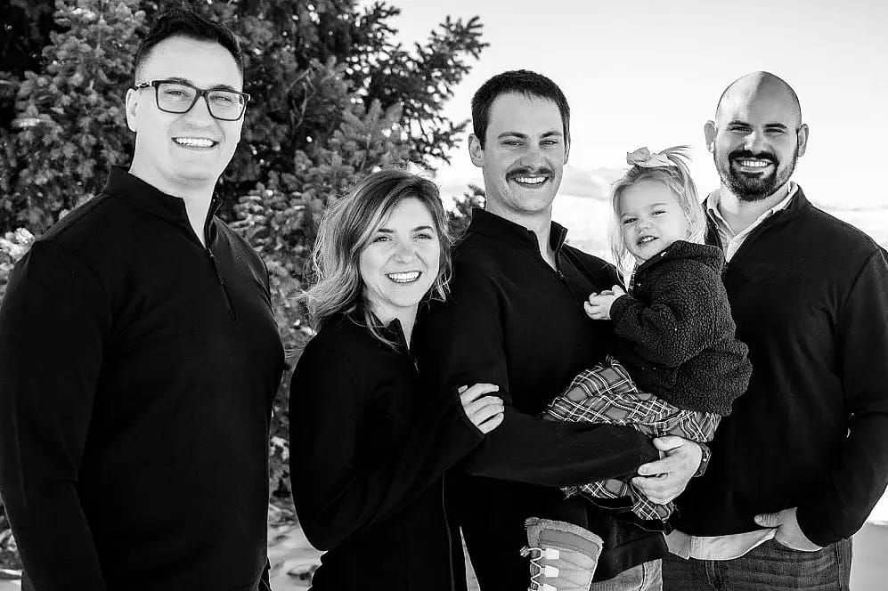 Family photo in black and white